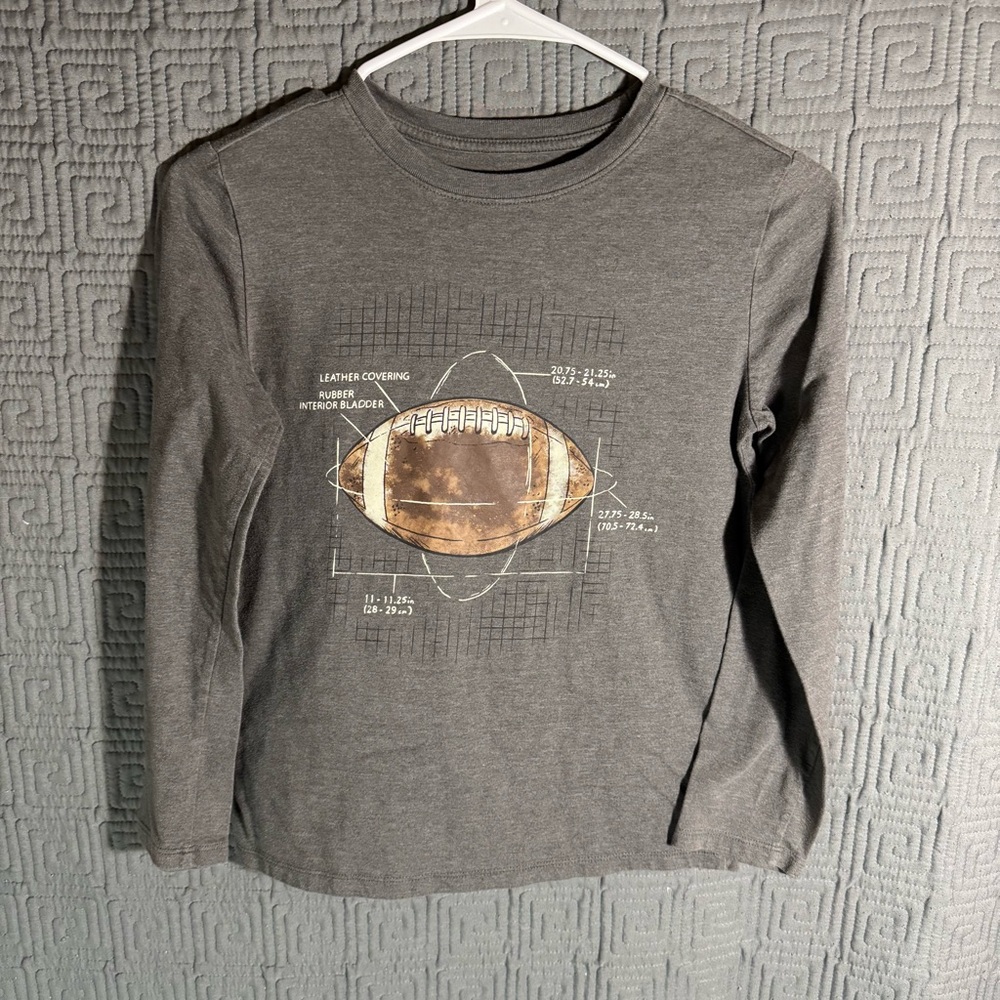 Cat & Jack T-Shirt Boys Size Medium 8/10 Football Grey Gray Long Sleeve